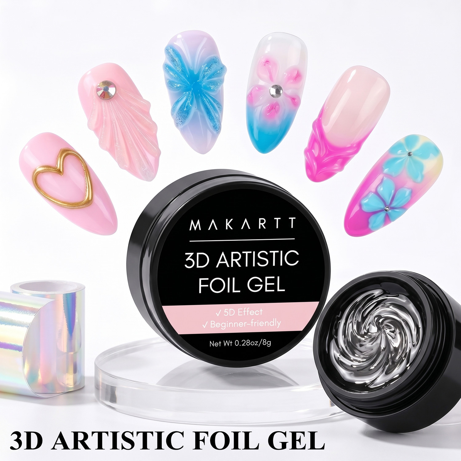Nail Foil Transfer - Makartt Gel 3D pour ongles 8ml,