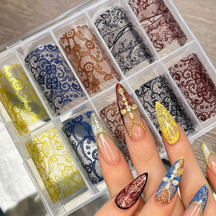 Nail Foil Transfer - 10 Rouleaux de Stickers Ongles Rétro