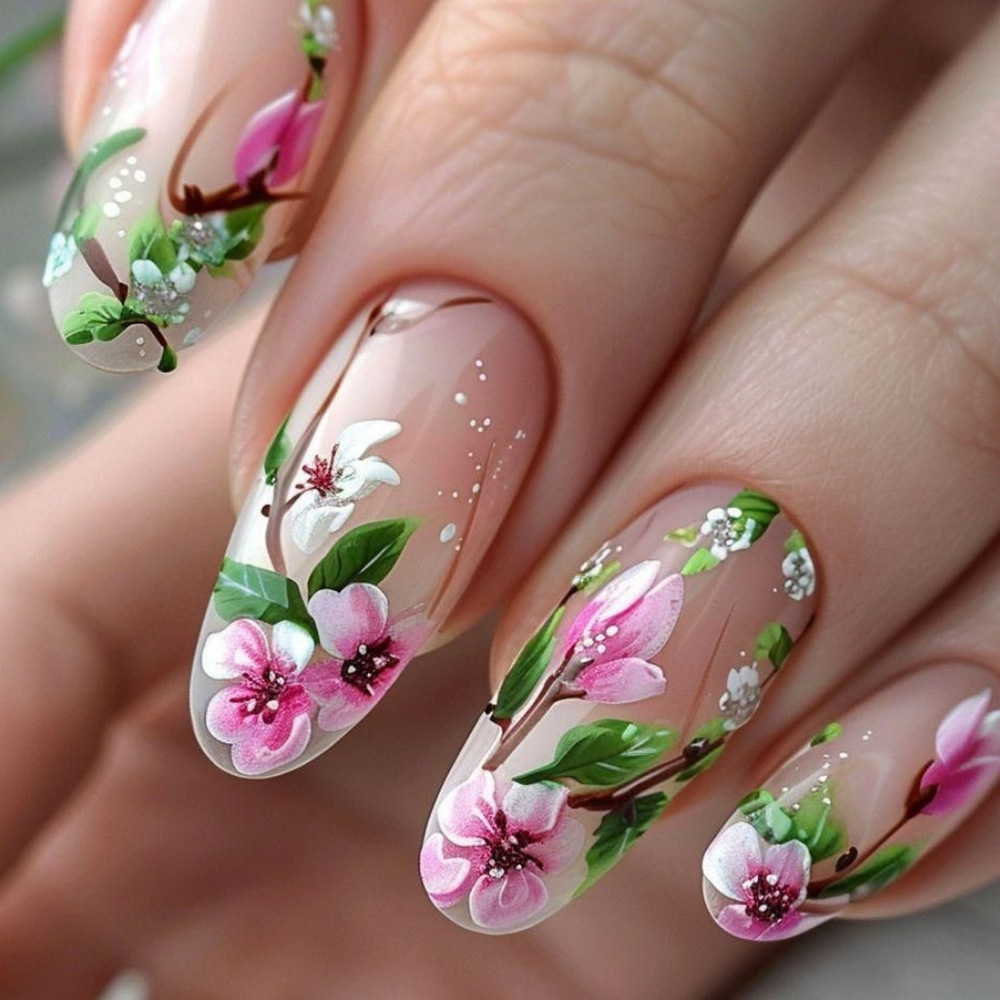 Nail Art Press On - Fausse presse d'amande courte avec colle