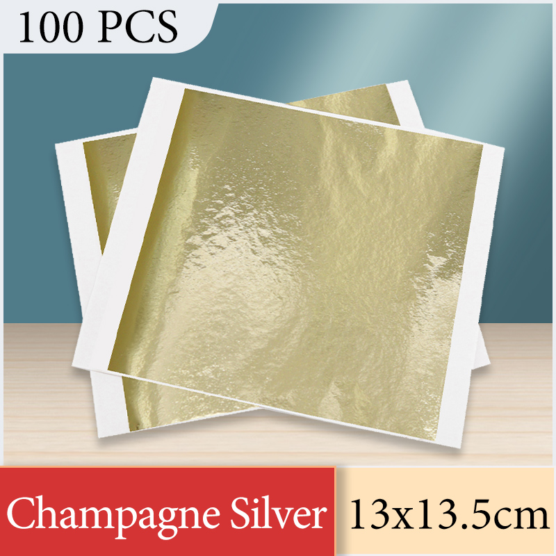 Nail Foil Transfer - 13x13.5cm Champagne Argent Feuille Papier Or