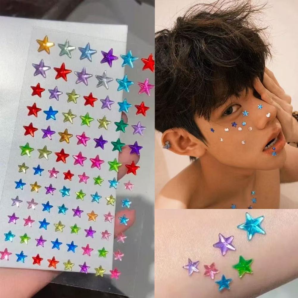 Nail Art Quirky - Strass autocollants pour le visage, autocollants