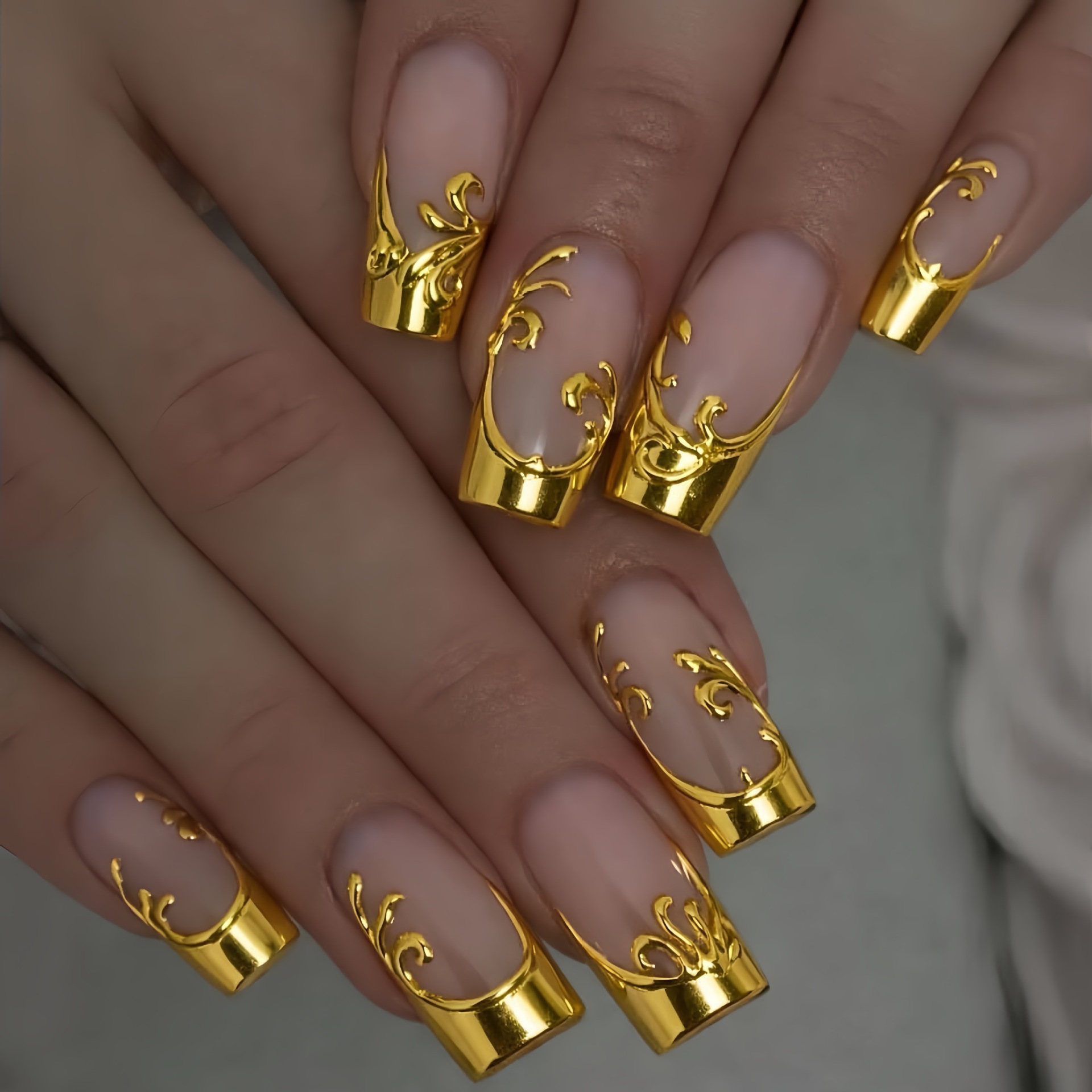 Nail Art Press On - Faux ongles moyennement longs pour femmes,