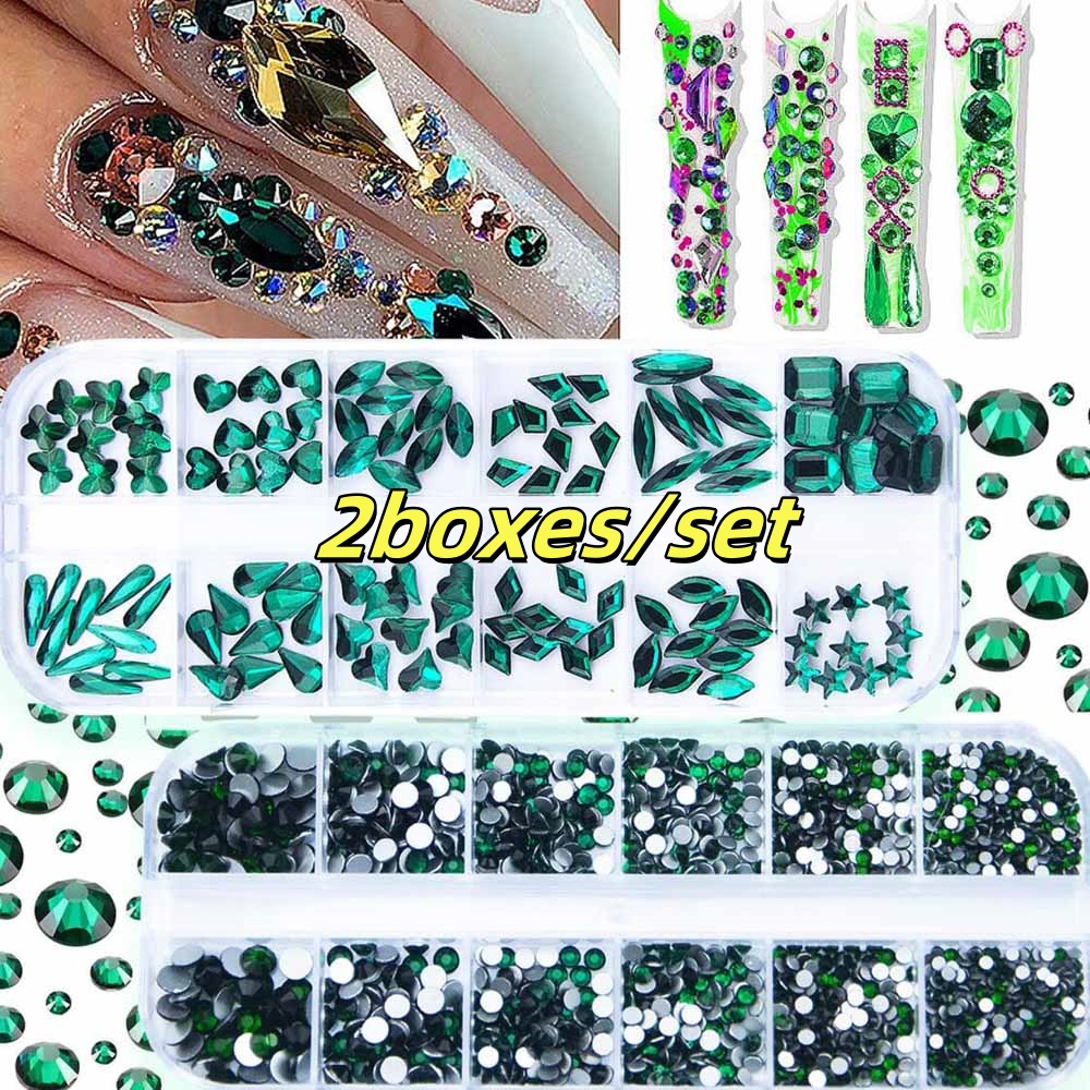 2 boîtes de Strass pour ongles - Nail Art Emerald Green avis et prix