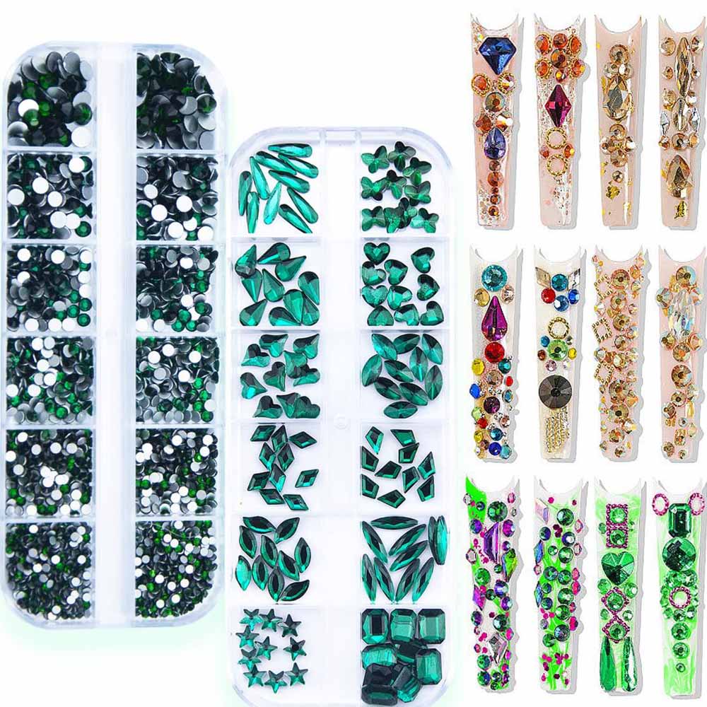 2 boîtes de Strass pour ongles - Nail Art Emerald Green avis et prix