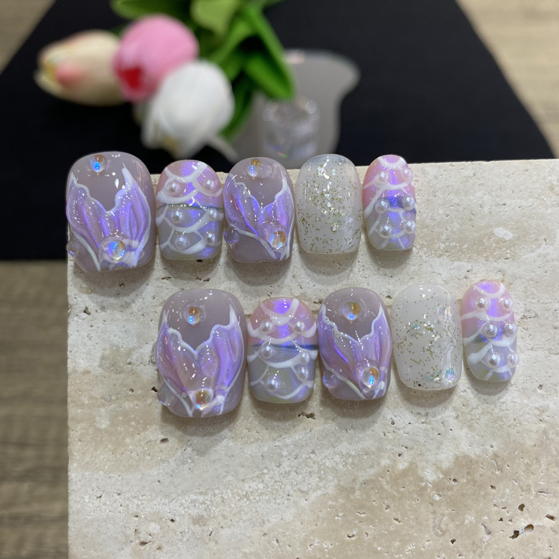 10 faux ongles papillon fleuri - Nail Art Press On avis et prix