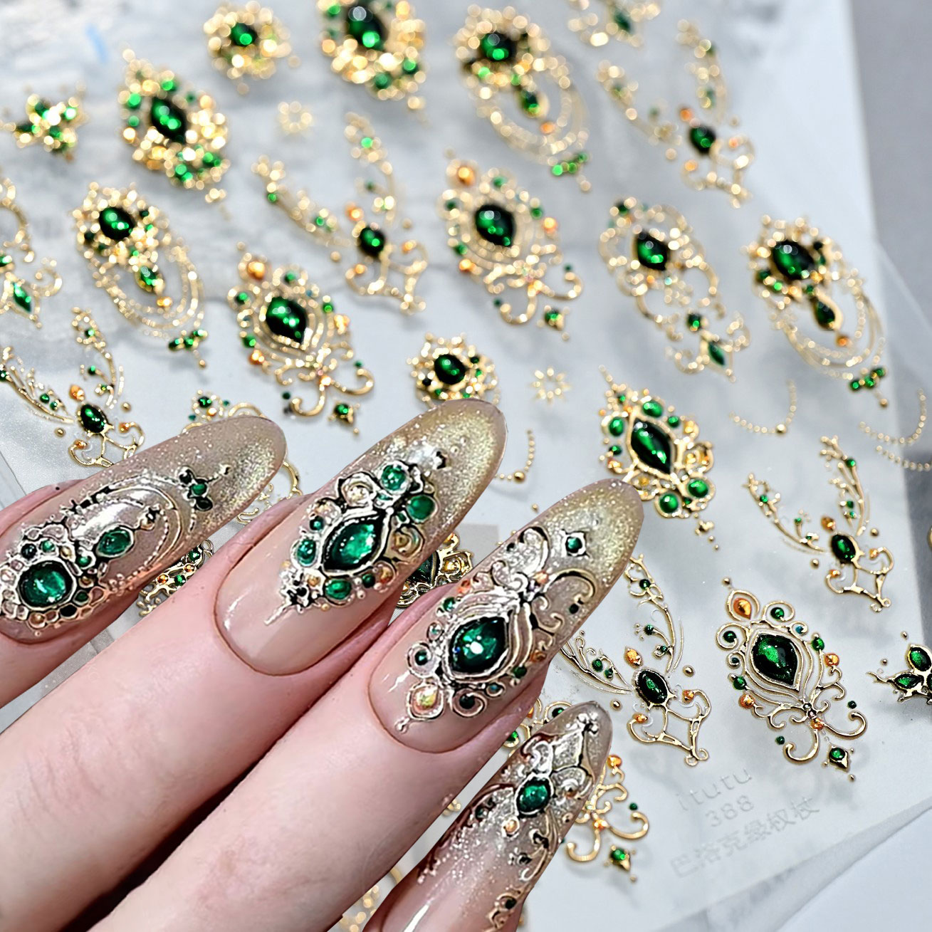 Autocollants pour ongles en pi - Nail Art Emerald Green avis et prix