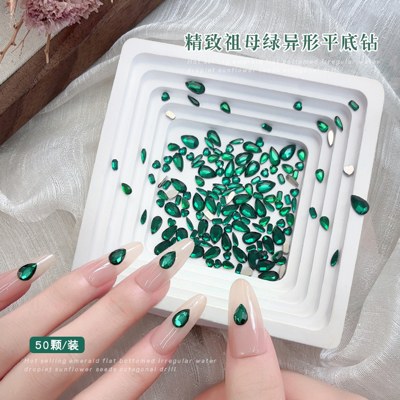 Strass 3D à dos plat vert fonc - Nail Art Emerald Green avis et prix