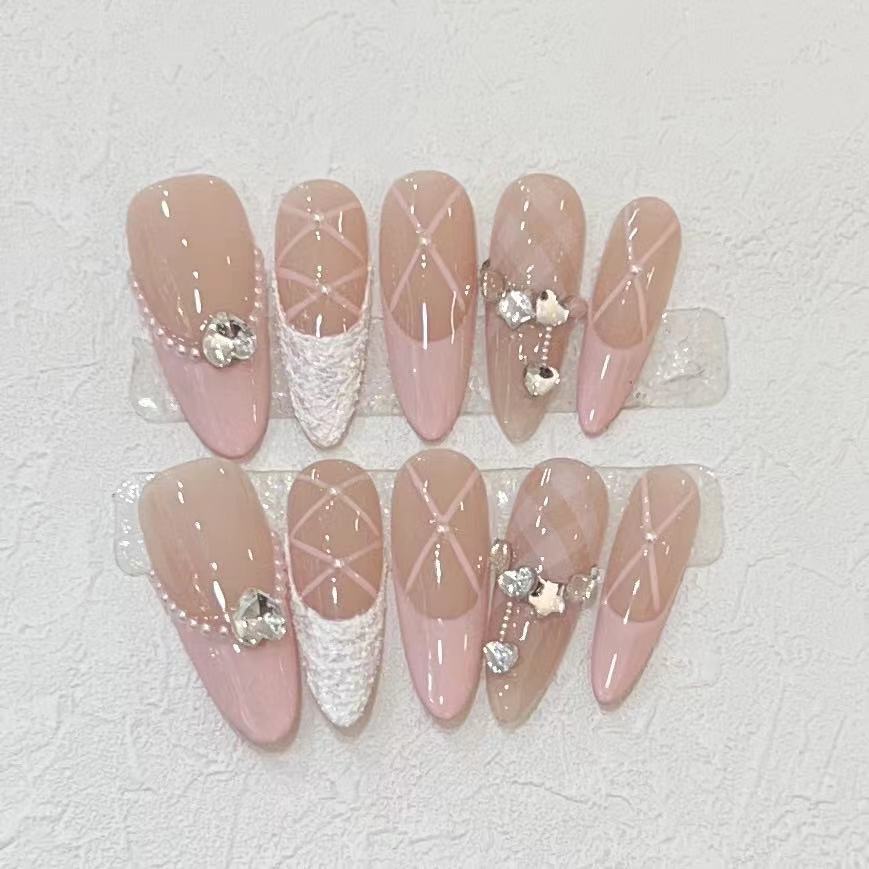 10 pièces presse à la main sur - Nail Art Pink avis et prix