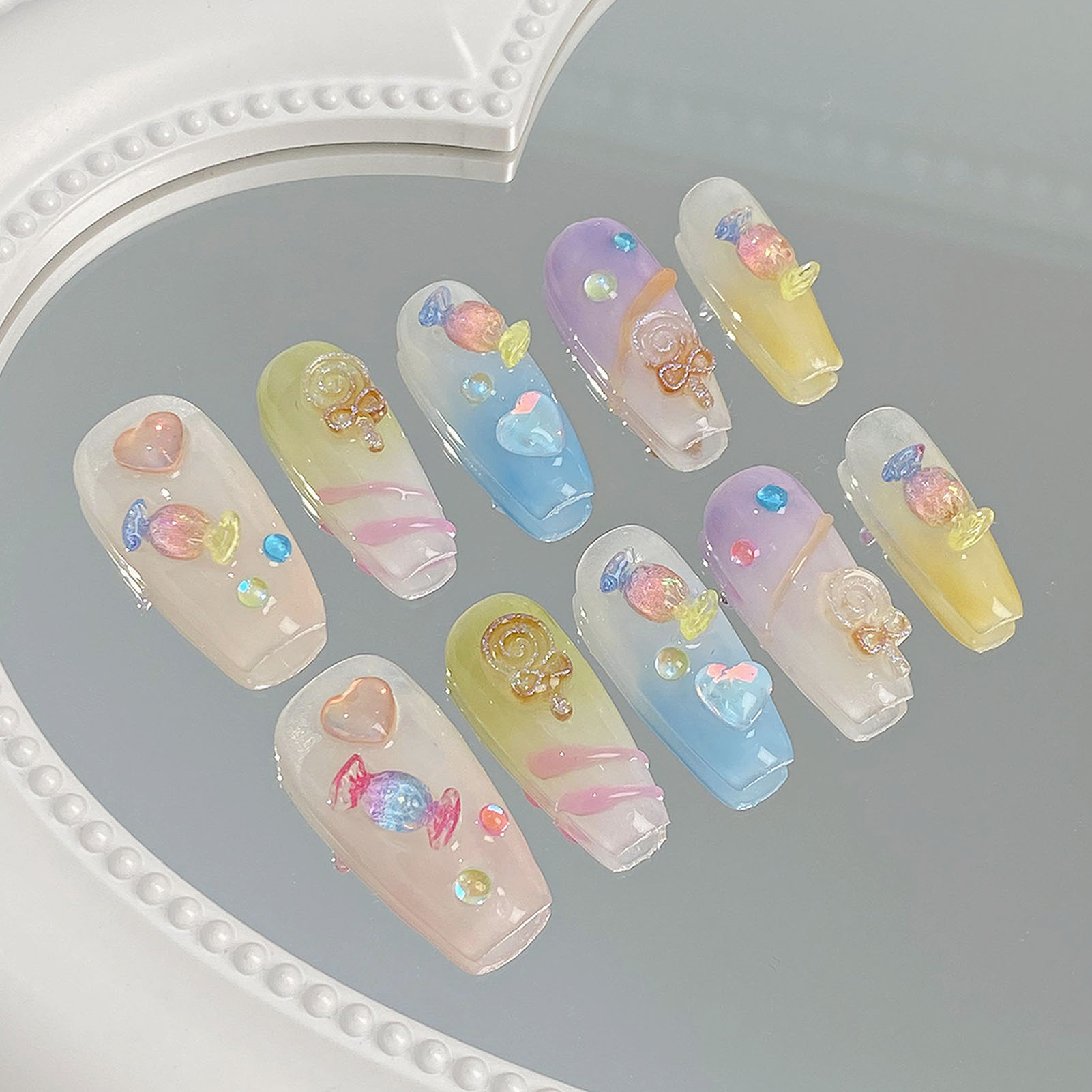 Faux cristal de bonbon coloré  - Nail Art Press On avis et prix