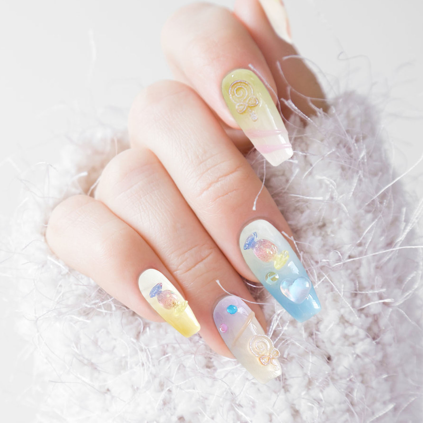 Faux cristal de bonbon coloré  - Nail Art Press On avis et prix
