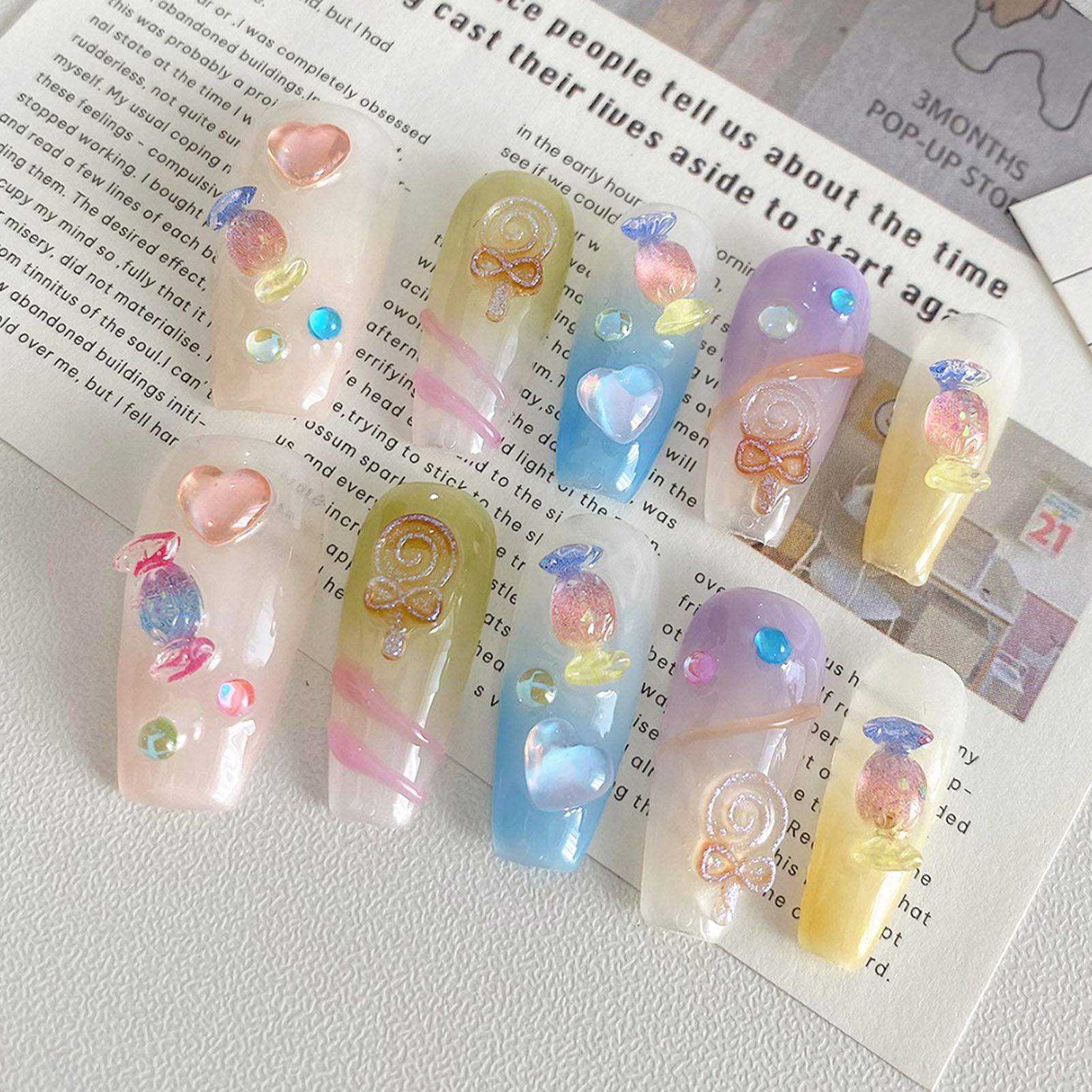 Faux cristal de bonbon coloré  - Nail Art Press On avis et prix