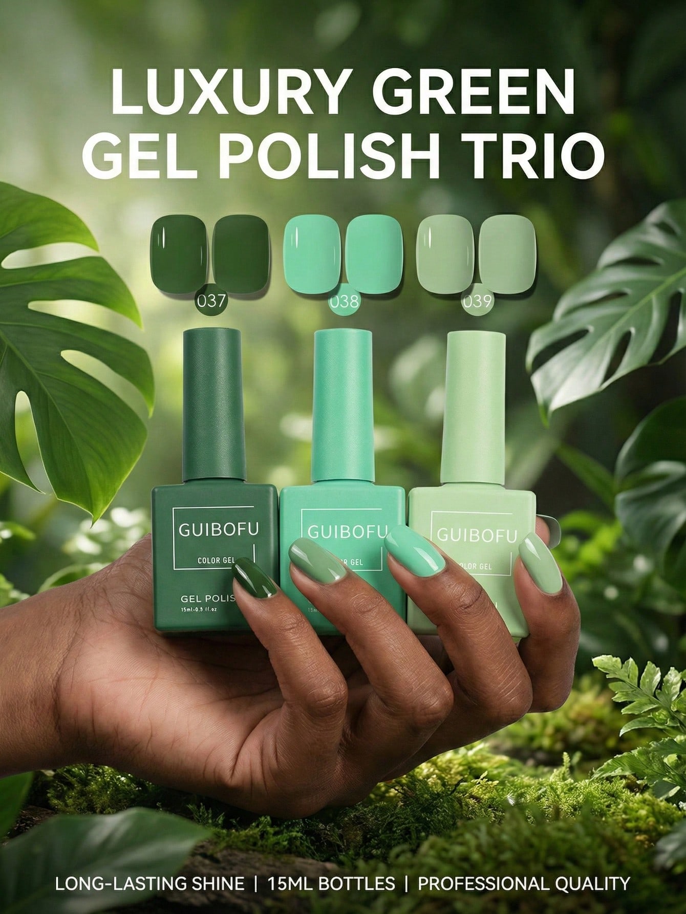 Lot de 3 vernis gel vert forêt - Nail Art Emerald Green avis et prix
