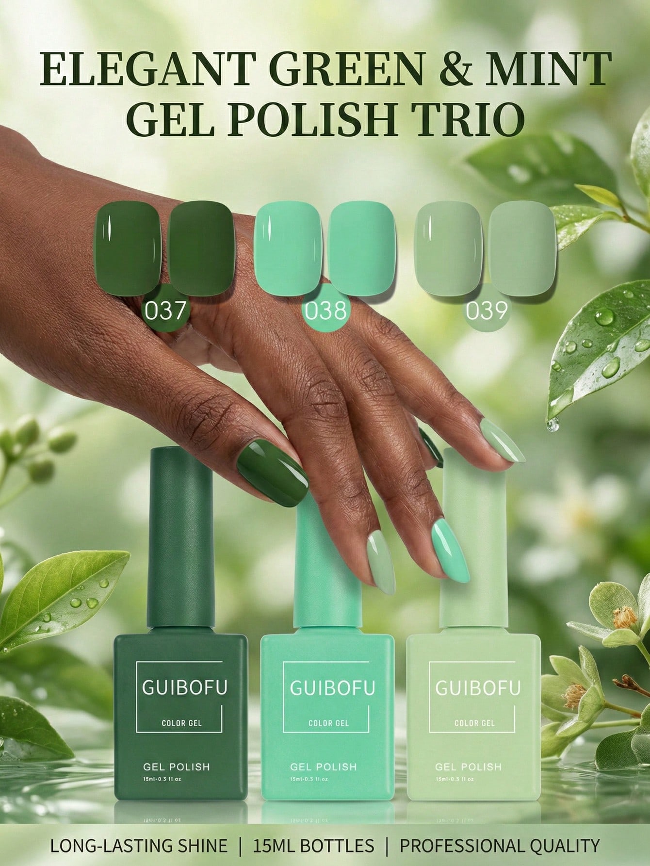 Lot de 3 vernis gel vert forêt - Nail Art Emerald Green avis et prix